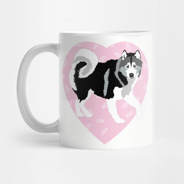 Husky Dog Love Pink Heart by HotPinkStudio.Me